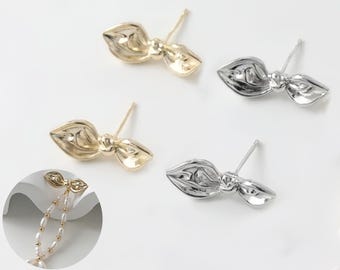 Bow Stud Earrings,  Dainty Ribbon Bowknot Earring Posts, Coquette Y2K Aesthetic DIY Jewelry Findings (4pcs)