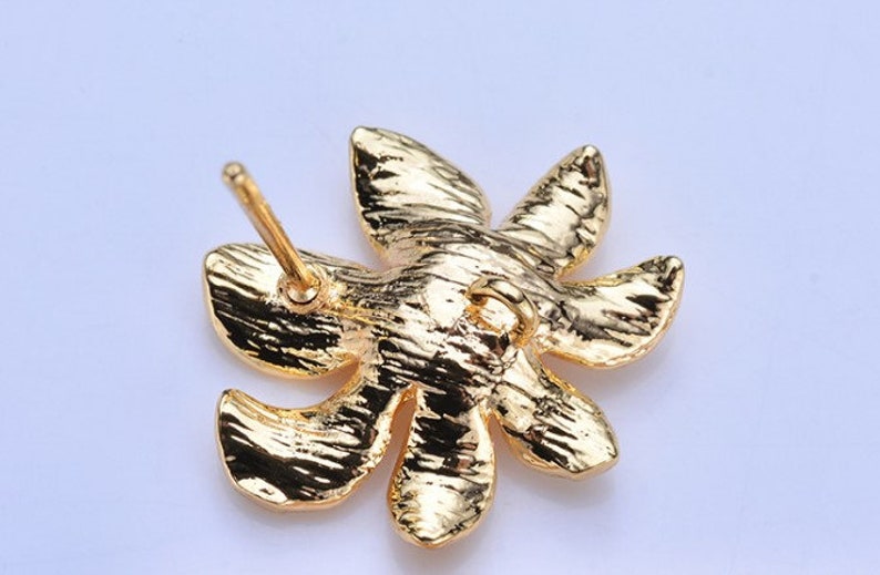 Brass Ear post Gold Ear post 8 pcs stud earring finding flower ear post