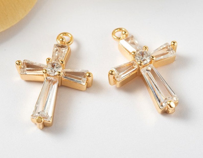 Small Cross Charms Gold Cross Charm Ornate Cross Pendant Etsy