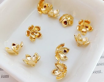 Gold  Filigree Flower Bead Caps with loop | Brass Metal Bead end Caps for Jewelry Making Supplies