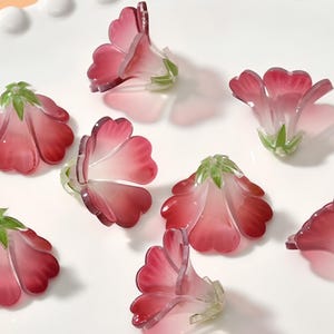 Harz Farbverlauf rosa Blütenblatt Anhänger - Durchscheinend Blume DIY Schmuckherstellung Zubehör für Haarnadeln (4 Stück)