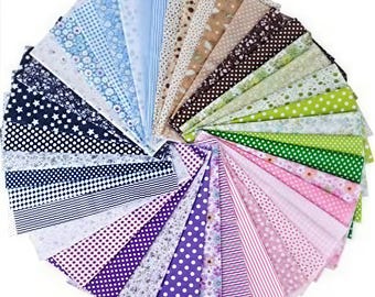Quadrados de tecido de algodão, estampas variadas, pacote com 42 peças pré-cortadas para patchwork e quilting.