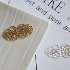 Brass Filigree Bar Stamping - Vintage Small Gold Bar Stamping for DIY Jewelry Making