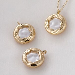 Colgante de perla chapado en oro, colgante de perla irregular, material para la fabricación de joyas modernas (4 unidades) imagen 4
