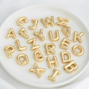 Encanto del collar con letras de oro de 14K - Encanto del collar con nombre de burbuja - regalo para Navidad, joyería personalizada para collar 2 piezas