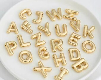 Perles d'espacement de lettres en or - Breloques alphabet en vrac pour la fabrication de bracelets et de colliers DIY (2 pcs)
