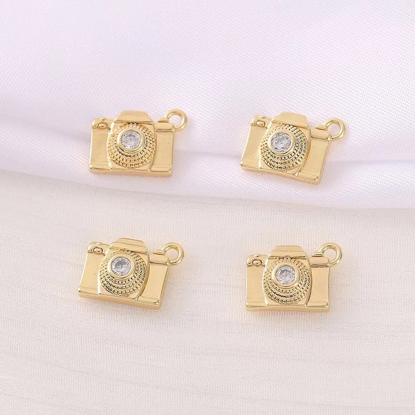 6pcs Vintage Camera Pendant - Silver and Gold plated copper  - Photography Jewelry Charms for Necklaces & Bracelets
