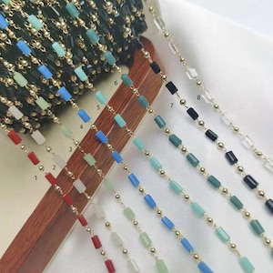 Decorative bead chain- colorful Barrel bead chain - beaded chain  for jewelry making 1 meter