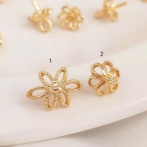 Gold Plated Open Flower Bead Caps - Delicate Brass Blossom Findings for Jewelry Making - 10pcs
