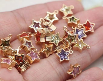 Strass sterbedels, kleurrijke kristallen hemelhangers voor het maken van oorbellen en armbanden 6 stuks