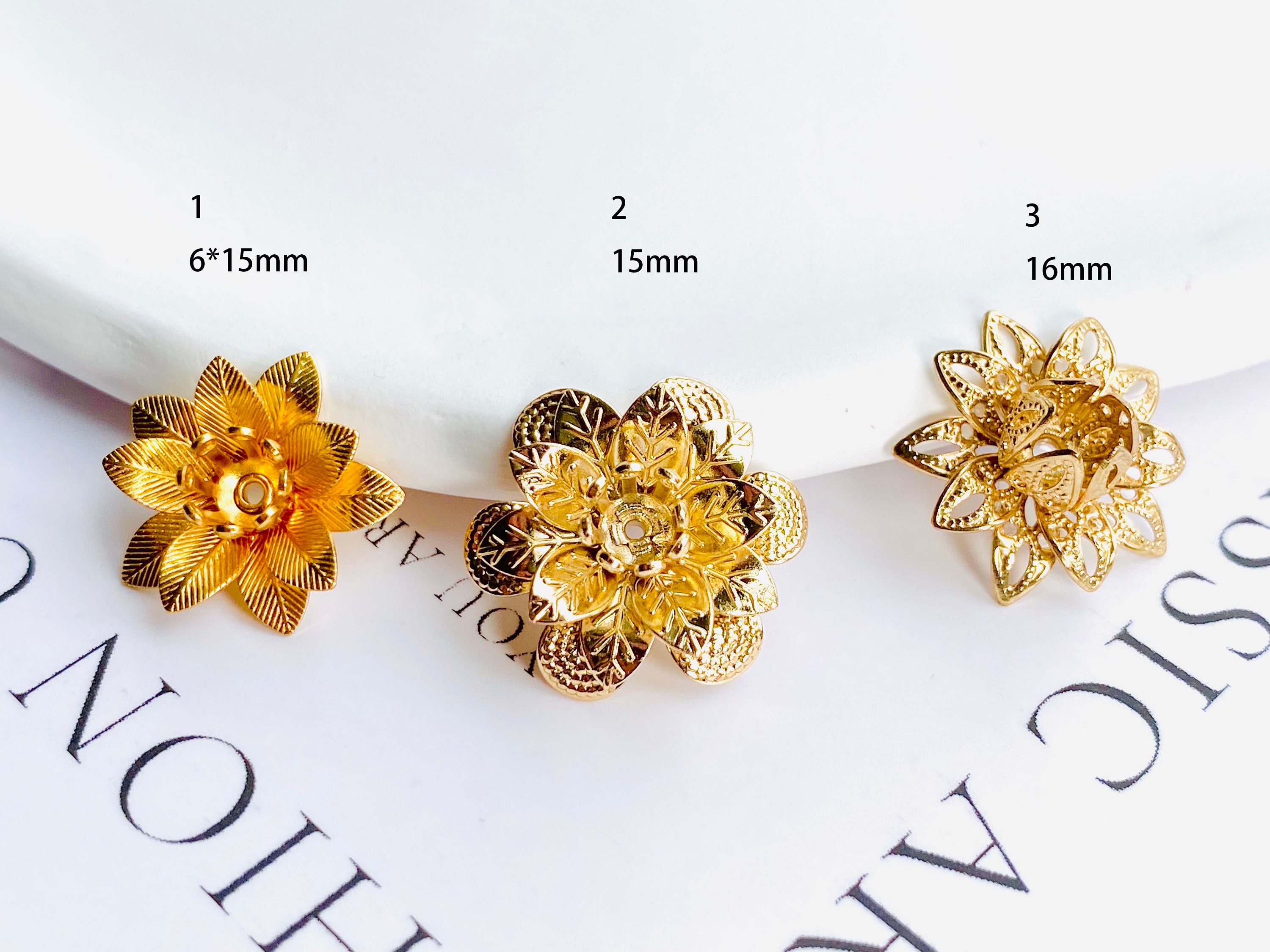 Multiple Layer Filigree Flower Bead Caps Gold Plated Copper for DIY Jewelry  Making 10pcs 