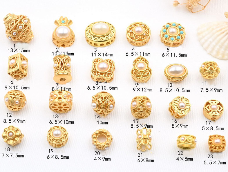 copper plated gold pearl  spacer beads - drum bead - tube spacer beads - beads for you  5pcs
