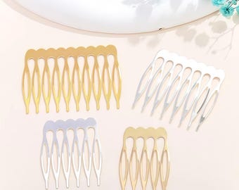 Metal Wire Hair Combs, Gold and Silver Blank Base for DIY Bridal Headpiece and Fascinator Making (10 Pcs)