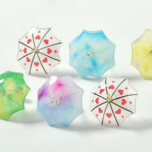 Acrylic Umbrella Charms Pendants - Vibrant Printed Mixed Color for Jewelry Making