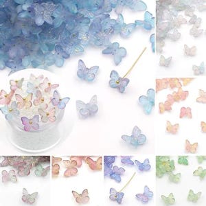 40 cuentas de mariposa de cristal checo - Cuentas de mariposa esmaltadas para la creación de joyas DIY