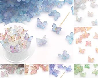 40 pièces de perles papillon en verre tchèque - Perles de vernissage papillon pour la fabrication de bijoux DIY