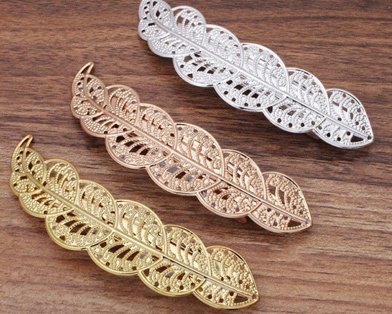 Filigree Leaf Hair Clips - Gold/rose Gold/silver Hair  display picture 3