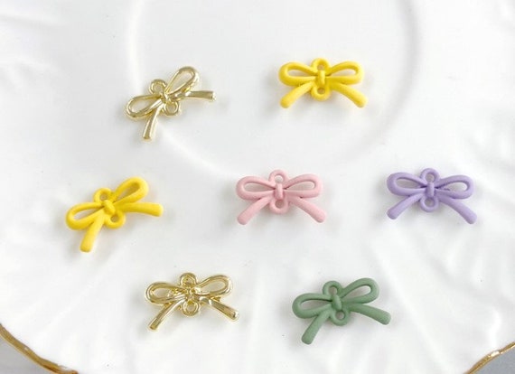 Colorful Metal Bow Knot Charms for Bracelets and Earrings