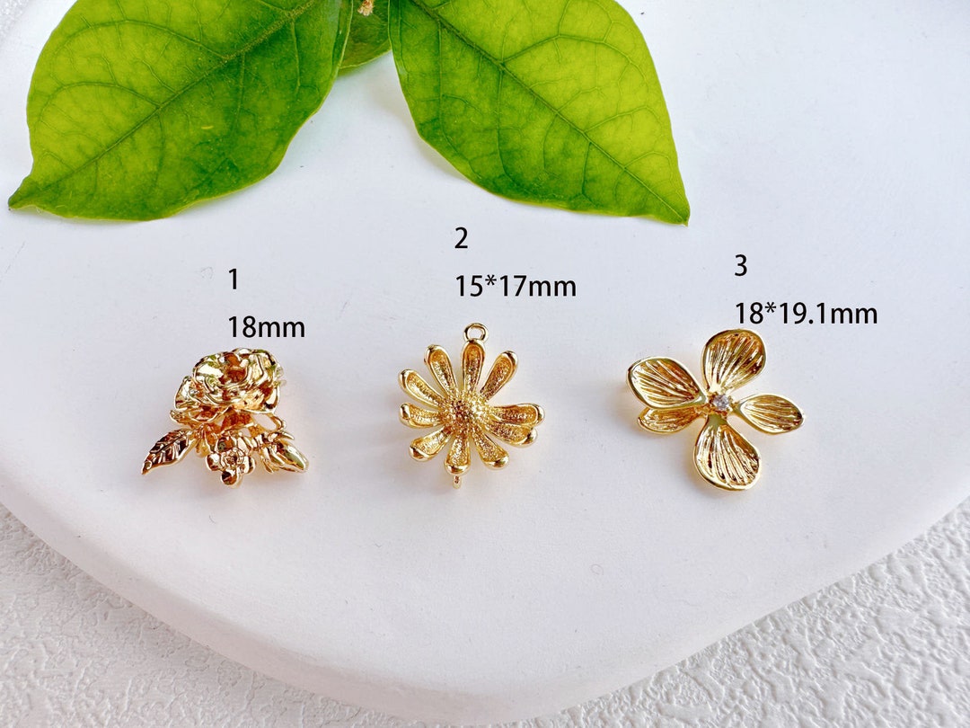 Gold Plated Jewelry Flower Charm Flower Connector Flower Etsy