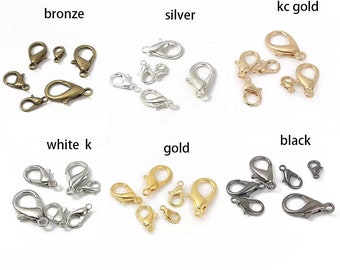 10pcs lobster claw clasps - copper plating gold ,silver 3 Different size lobster for Jewelry Making