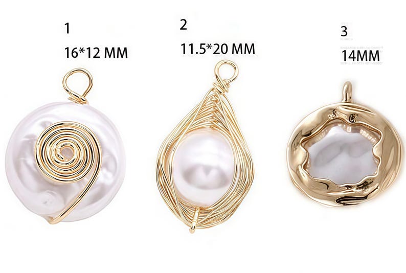 Colgante de perla chapado en oro, colgante de perla irregular, material para la fabricación de joyas modernas (4 unidades) imagen 2