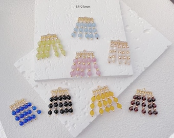 Beaded Chain Tassel Charm - Jewelry Making Supplies for Necklaces & earrings (2 pcs)