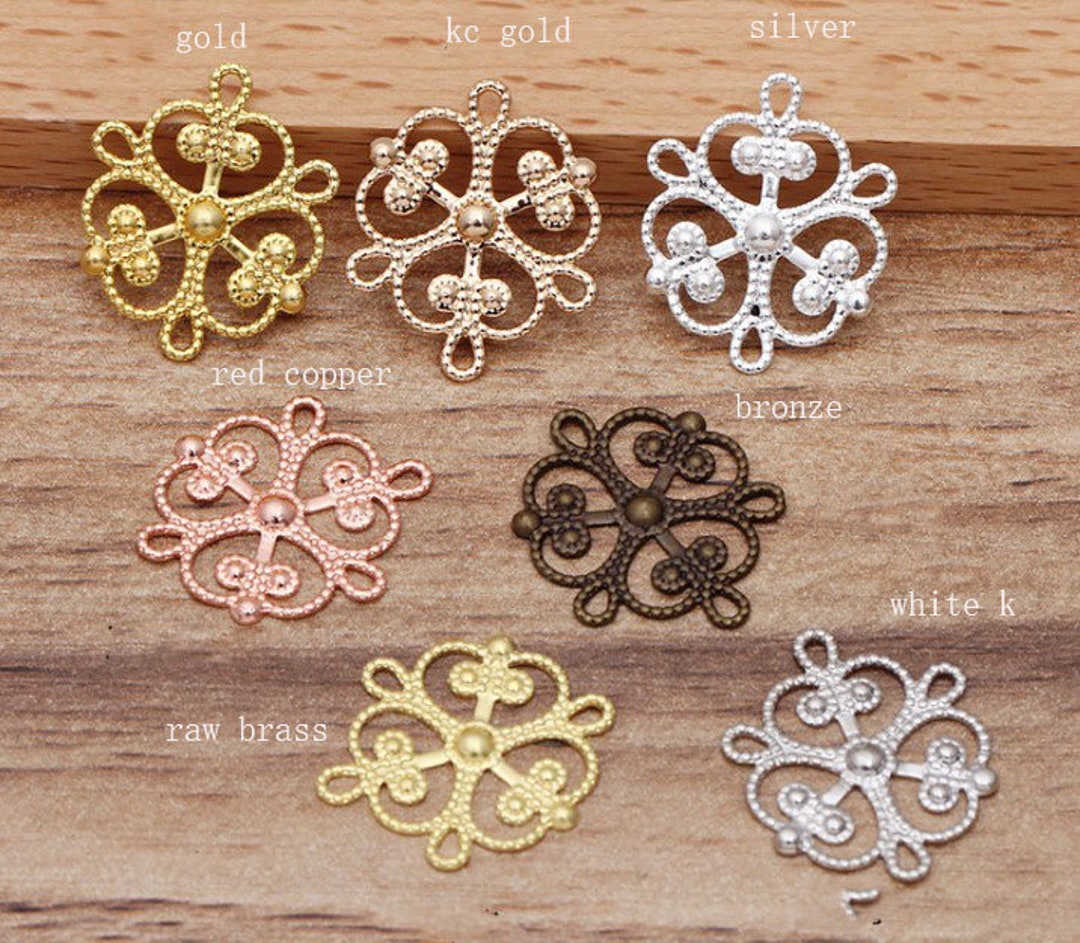 Filigree Jewelry Findings Brass Filigree Connectors Setting Etsy