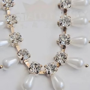 parel- en diamantketting - strass bekerketting - strassteentjes 20 cm