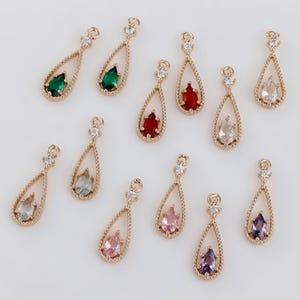 Teardrop Kristallglas Charme, Rhinestone-facettierte funkelnde Edelstein-Anhänger für die Ohrring-Herstellung 6stk