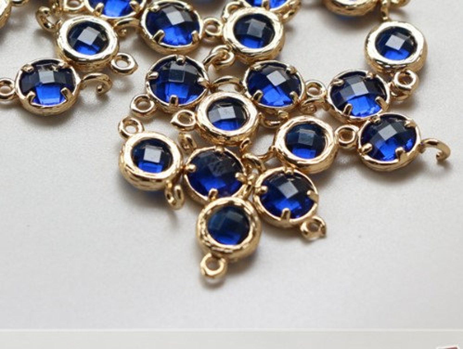 Small Glass Bead 8pcs Glass Bead Rhinestone 7mm Double Loop Etsy