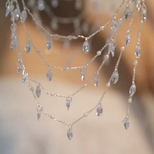 Dainty Gemstone Beaded Chain - silver plated Wire Wrapped zircon Beaded Chain  - Minimal Layering chain (50cm)
