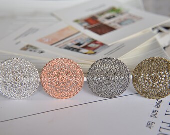 Round Filigree Connectors, Vintage Lace Metal Medallions & Mandala Charms for Boho Earring Making 10pcs