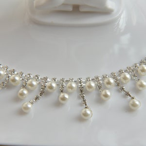 parel- en diamantketting - strass bekerketting - strassteentjes 20 cm