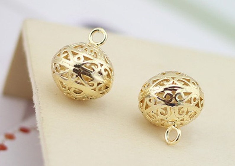 Gold Filigree Ball Cubic Filigree Ball 3pcs Raw Brass Etsy