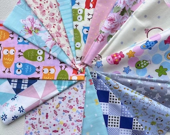Cotton Fabric Pack, Floral Plaid Fat Quarters Bundles for Quilting Patchwork and Sewing Projects 15pcs