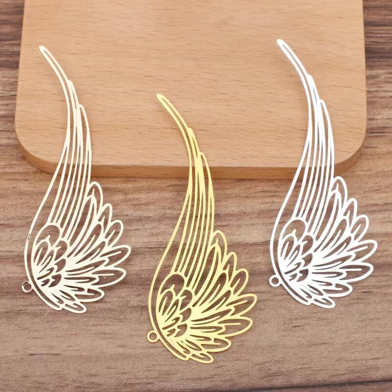 Versatile Gold and Silver Plated Copper filigree finding | Wing-Shaped Craft Supplies for Jewelry, Handicrafts, and Bookmarks 10pcs