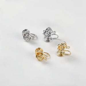 14K Gold Plated Butterfly & Rose Ear Cuff Set - Non-Pierced