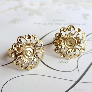Adjustable Rings jewelry ring blank setting - brass filigree ring - gold Adjustable filigree Rings 10pcs