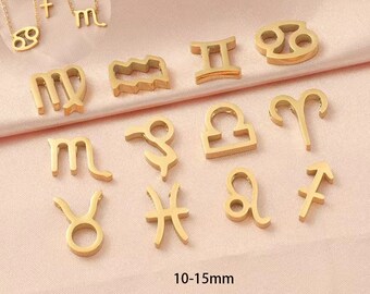 Pingente Astrológico Dourado do Zodíaco - Pingente Espaçador de Constelação para Pulseira Personalizada (1 peça)