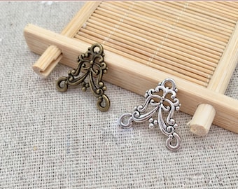 Antique Bronze Filigree Connectors - Vintage Style Alloy Findings for Jewelry Making 10 pcs