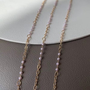 pearl bead chain- Wire Wrapped Chain -beaded chain - beaded chain jewelry - beaded chain for necklace 1 meter