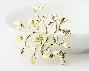 Goldbaum Ast - Baum Ast Charm - 5Stk Vintage Stil Rohmessing Plating Gold Anhänger Finden