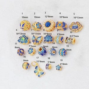 4pcs Champlevé Enamel  Spacer Beads - Brass Gold Plated Jewelry Charms - DIY Cloisonné Style Separators mr03
