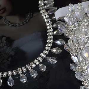 Crystal Rhinestone Chain - Dainty Drop Pendants for Bridal Jewelry Making 20cm image 1
