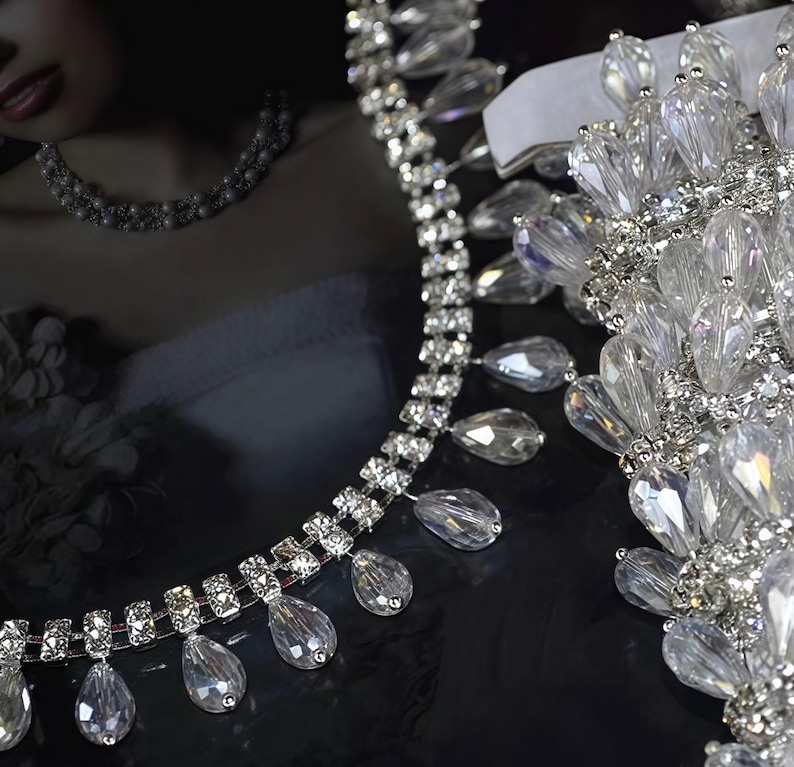 Crystal Rhinestone Chain - Dainty Drop Pendants for Bridal Jewelry Making 20cm image 1