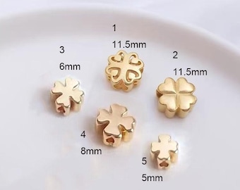 Vergulde klaver bloem spacer kralen - messing bloemblaadje voor DIY sieraden maken 3st
