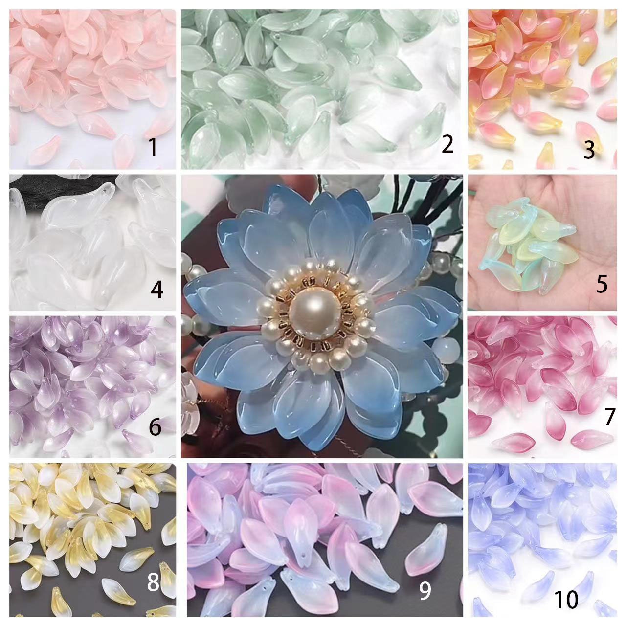 40pcs Czech Glass Flower Petal Beads - Floral Glaze Beads for DIY Jewelry Making