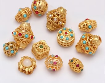 drum bead - tube spacer beads - alluvial gold drum beads- tube spacer beads - beads for you 10pcs