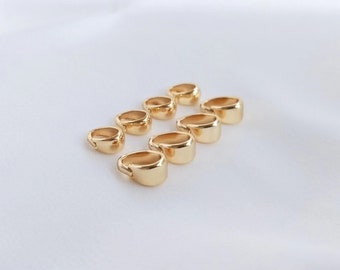 Fecho robusto em ouro 14K, conector de tubo largo, fecho de argola oval resistente para pingente, suprimentos minimalistas para fabricação de joias, 10 peças