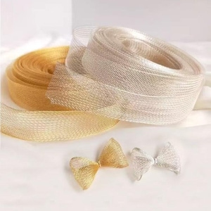 Metallic Mesh Wire Ribbon, Pink Metal Net Strips for DIY Floral Leaf Hair Accessory Craft Supplies 1 meter